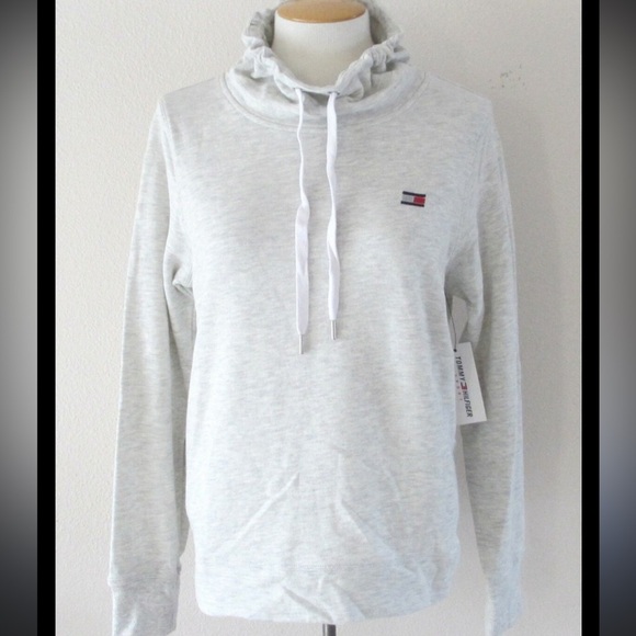 Tommy Hilfiger Women Cowl Neck Gray Sweater Pullover Top Sweat Shirt - Picture 3 of 3